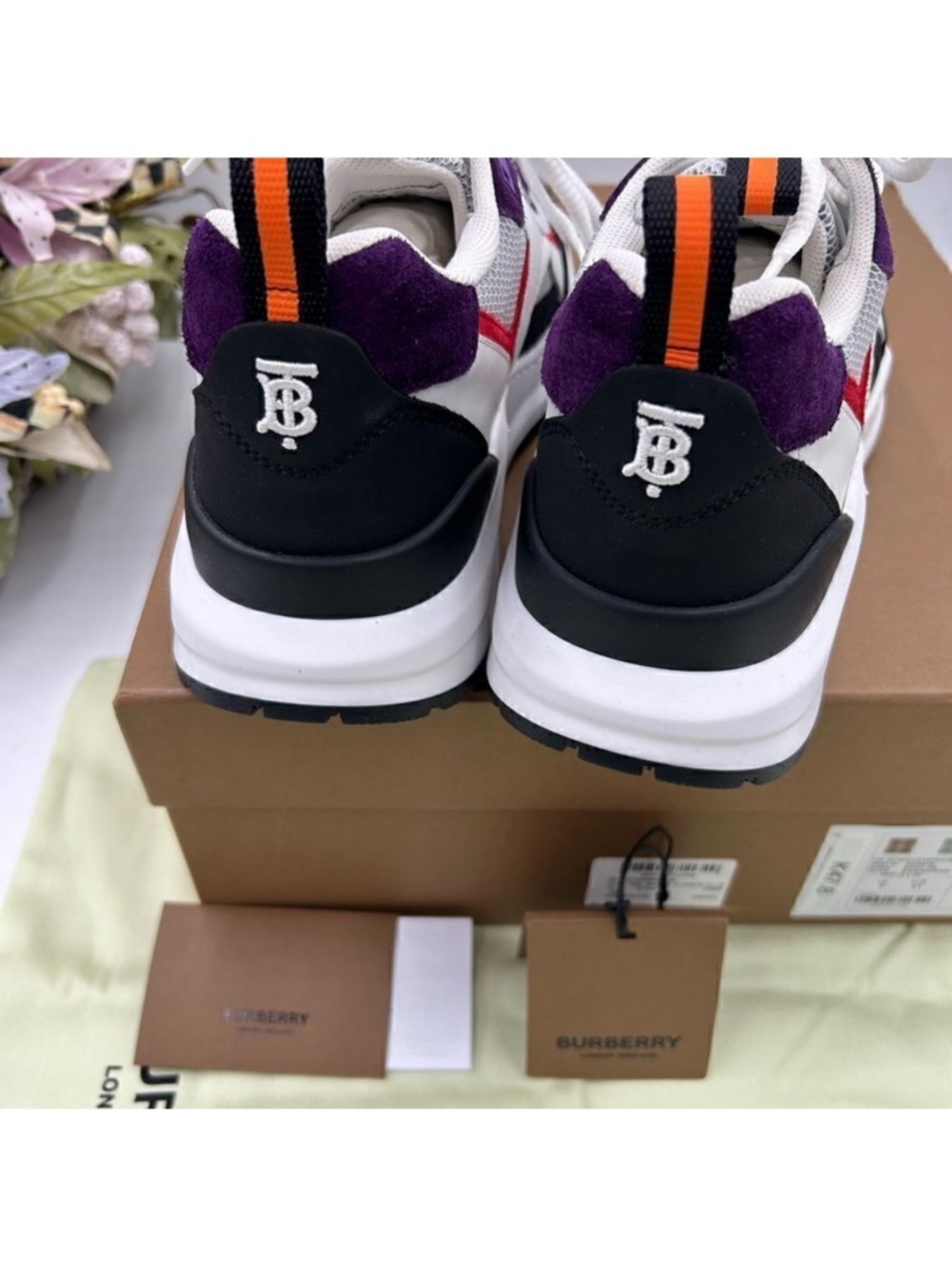 Men’s Burberry logo print trainer sneakers size 8, made in Italy - Picture 7 of 10